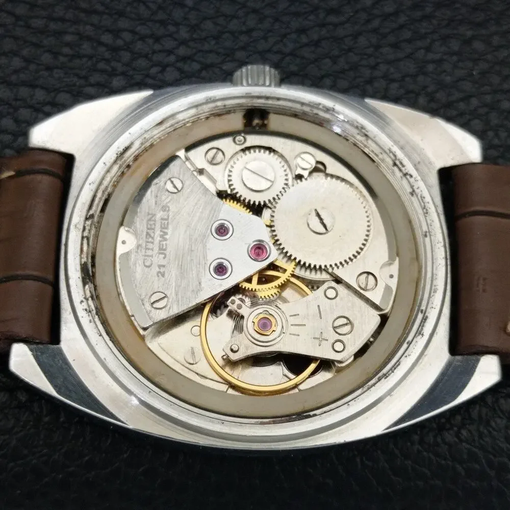 Vintage 1973 Citizen Manual Wound Mens Silver Watch & Silver accents